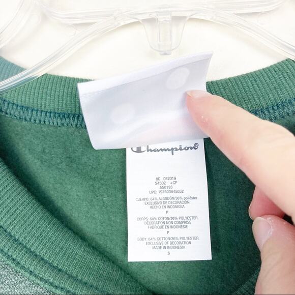 Champion Green Fleece Crewneck Sweatshirt Sz S - Picture 5 of 8
